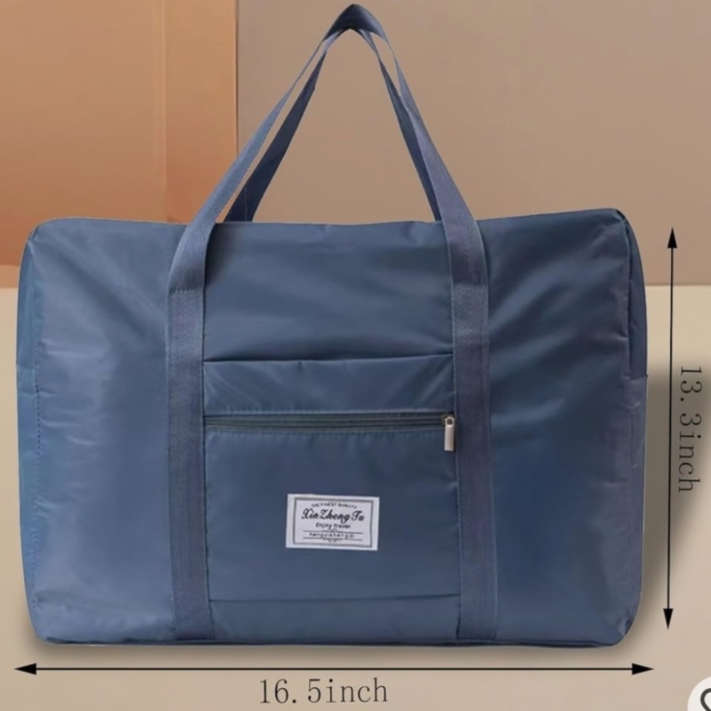 Blue Travel Duffle Bag with Front Pocket — Unbranded
